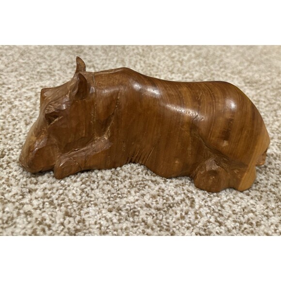 Wooden Carved Hippo - Picture 1 of 4
